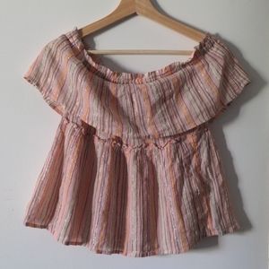 Bohemian off the shoulder pinstriped top